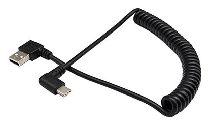 90 Degree Right Angle USB 2.0 to USB C Spring Cable Type C USB Male to USB A Male Data Cable for Tablets Cellphone(1.2M)