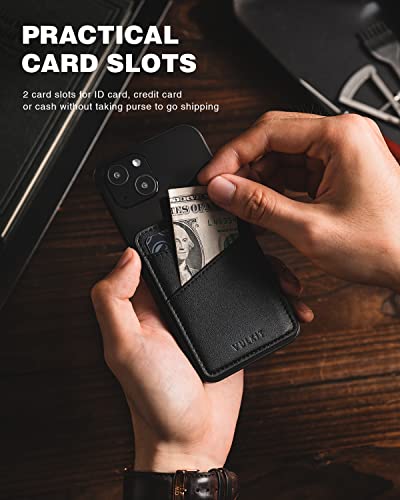 VULKIT Phone Card Holder Wallet Leather Adhesive Pocket RFID Blocking Credit Card Sleeves Stick Back of Phone Smartphones Black - color: Black