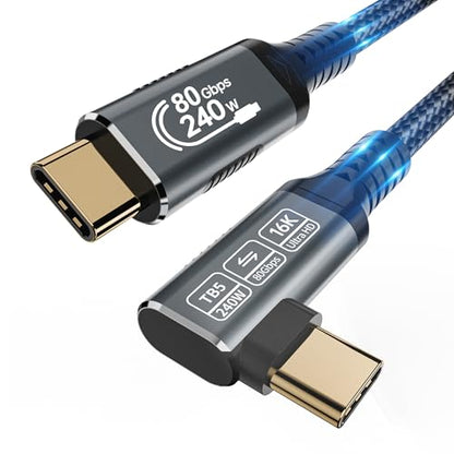 240w 80gbps USB c Cable Compatible with Thunderbolt 5 Cable Right Angle 3.3ft, 90 Degree USB C Cable, 8K/16k 60Hz usbc Monitor Cable for Thunderbolt 4,USB c Video - size: 3.3 ft