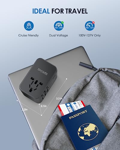 EPICKA 75W GaN PD Universal Travel Adapter, 3USB-C/2USB-A - style: 75W-5USB(3 USB-C) Black