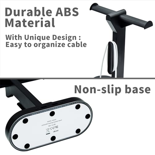 Dual Headphones Stand with Charger for Men, Headset Holder Stand for Desk - color: Black
