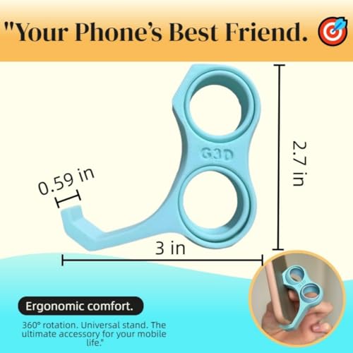3D Printed Phone Finger Holder- 360° Rotatable Ring to Prevent Pinky/Ring Finger Strain,Stand for Back of Phone &a Bonus Phone Lanyard,Hand Grip for Mobile Devices. (2, Yellow&Light Blue) - color: Yellow&light blue