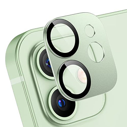 Korecase 2 Pack for iPhone 12 Metal Camera Lens Protector Tempered Glass Film, Strong Adhesion, No Bubbles,9H Hardness Scratch Resistant Camera Lens Cover, Green - color: Green