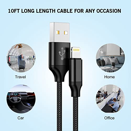 iPhone Fast Charger,2Pack 10FT Phone Charge 2.1A Dual Port USB Wall Charger - color: Black 2Pack 10FT
