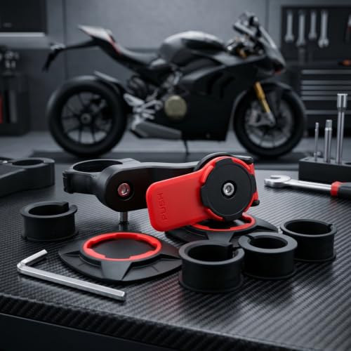 KALLORY Motorcycle Phone Mount, Anti Vibration Bike Phone Holder Handlebar