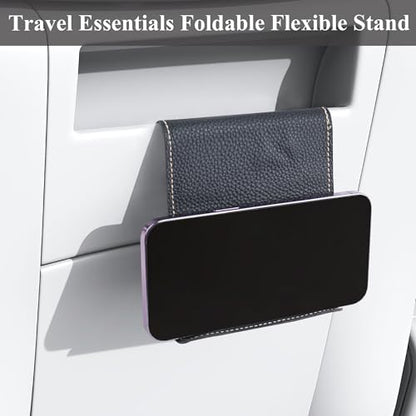 Airplane Travel Essentials for Flying Flex Flap Cell Phone Holder & Flexible Tablet Stand for Desk, Bed, Treadmill, Home & in-Flight Airplane Travel Accessories(1-Lichee Black) - color: 1-Lichee Black
