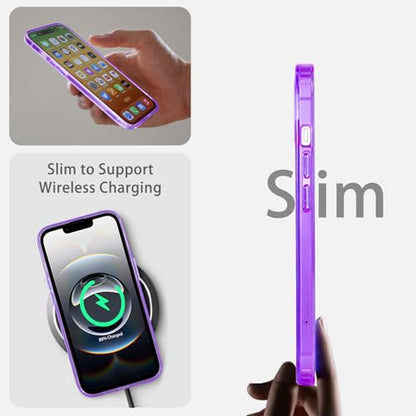 JJGoo for iPhone 17e Case and for iPhone 16e Case Clear, Transparent Shockproof Hard PC Back Protective Cover Bumper Phone Case for iPhone 16e / 17e - color: Purple