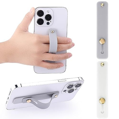 WLLHYF 2Pcs Phone Loop Finger Holder, Silicone Phone Grip Phone Finger Strap Stand Universal Portable Finger Kickstand for Most Smartphones (2pcs-Grey/White) - color: grey/white