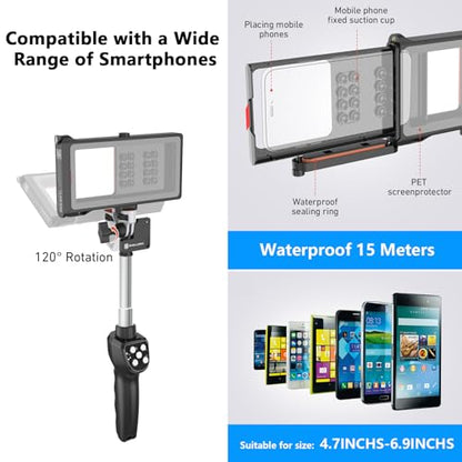 Waterproof Selfie Stick with Phone Case - Professional Underwater Phone Case for with Rechargeable Stick (2th Waterproof Selfie Stick)