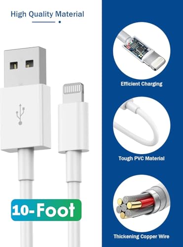 iPhone Charger 10FT,[Apple MFi Certified]2Pack Fast Charging Lightning Cord - size: 10FT A-L