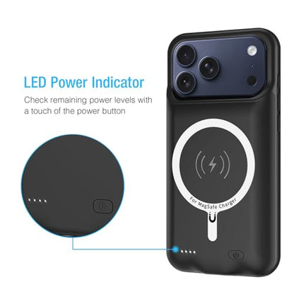 Battery Case for iPhone 17 Pro, Enhanced 10000mAh Portable Protective Wireless Charging Case Support Carplay Compatible with iPhone 17 Pro (6.3 inch) Rechargeable Extended Battery Charger Clip(Black) - size: iPhone 17 Pro