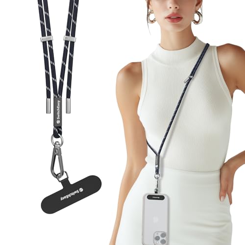 SWITCHEASY 6mm Adjustable Crossbody Phone Strap Compatible with Most Phones, Anti-Theft & Ant-Drop, Hands Free for Phone Lanyard Crossbody with Strap Card Phone Tether Tab - EasyStrap (Midnight Navy) - color: Midnight Navy, size: 6mm