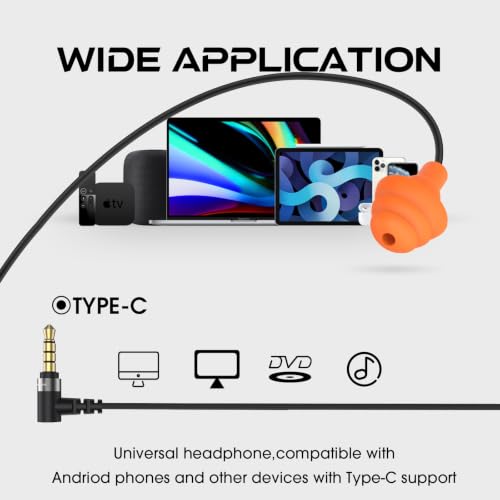 MIPEACE Wired Work Headphones, 3.5mm Earplug Headphones for Ear Protection - color: Black orange