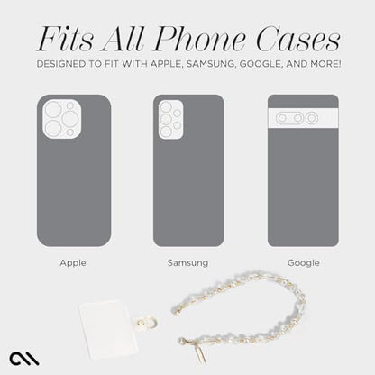 Case-Mate Phone Charm Wrist Strap w/Pearls & Crystals - Crystal Pearl Gold | Detachable Anti-Theft Phone Strap - Hands-Free iPhone Wrist Strap for Women - Phone Chain Wristlet for Galaxy, Pixel & More - color: Crystal Pearl Gold
