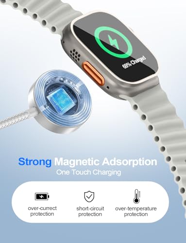 4-in-2 Multi Charging Cable for Apple Watch Charger/iPhone/Galaxy Charger - color: 2-White+White, size: 1.2M