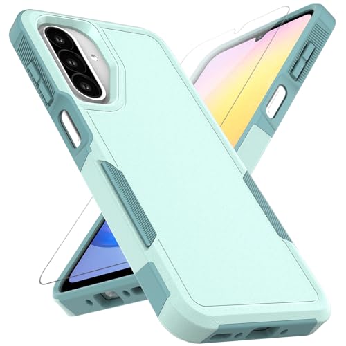 for Samsung Galaxy A17 Case: Dual Layer Protective Heavy Duty Cell Phone Cover Shockproof Rugged with HD Screen Protector - Military Protection Bumper Tough for Samsung Galaxy A17 5G 2026, Mint Green - color: Mint Green (PC) + Mint Green (TPU)