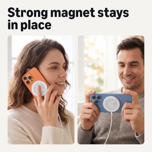 Amazon Basics 25W Qi2.2 Certified Wireless Charging Pad, MagSafe Compatible for iPhone 17/16/15/14/13/12, Magnetic Compatible for Android, Google Smartphones, White (Adapter Not Included) - color: White