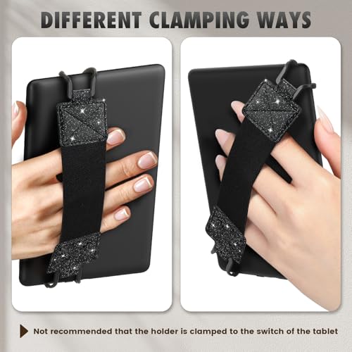 MoKo Security Hand-Strap for 6-8" Kindle eReaders Fire Tablets,Shiny Black - color: Black Glitter, style: Black Strap