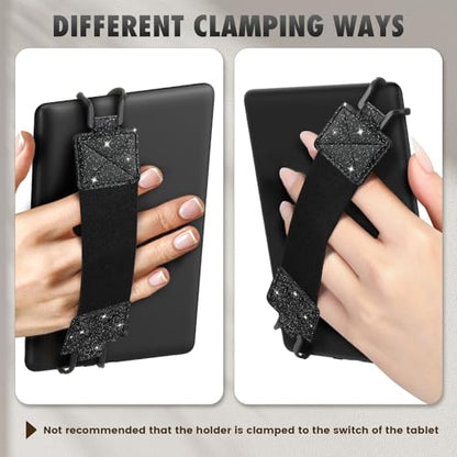 MoKo Security Hand-Strap for 6-8" Kindle eReaders Fire Tablets,Shiny Black - color: Black Glitter, style: Black Strap