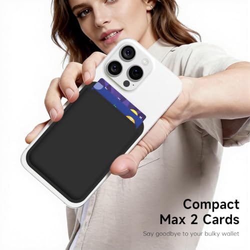 LoeoeL Magnetic Phone Wallet Compatible with Magsafe Wallet, Silicone ID Credit Card Holder Wallets for Back of Phone Pocket, Slim Thin Pouch Sleeve Wallets for iPhone Samsung, Pixel, Black - color: Black