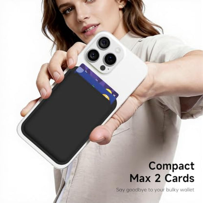 LoeoeL Magnetic Phone Wallet Compatible with Magsafe Wallet, Silicone ID Credit Card Holder Wallets for Back of Phone Pocket, Slim Thin Pouch Sleeve Wallets for iPhone Samsung, Pixel, Black - color: Black