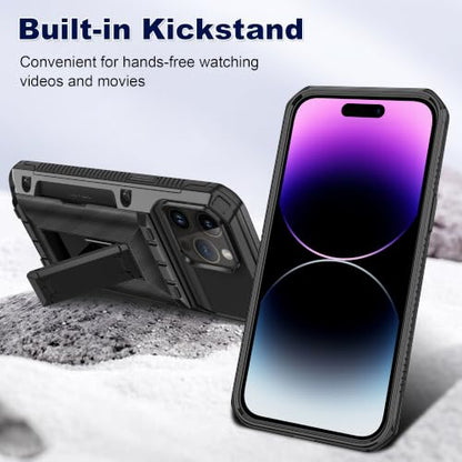 SAMONPOW for iPhone 14 Pro Max Case with Card Holder [4 Cards] &Kickstand - size: for iPhone 14 Pro Max