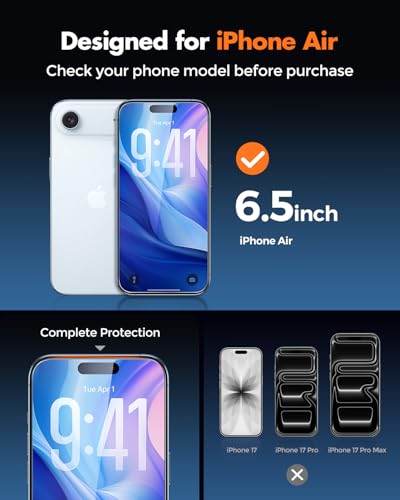 UNBREAKcable 2-Pack Screen Protector for iPhone 17 Air Tempered Glass - size: iPhone 17 Air