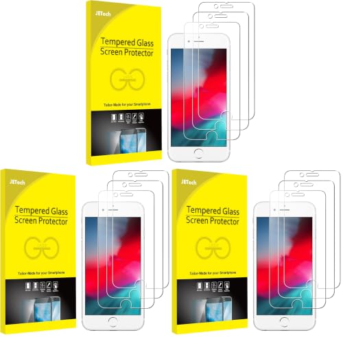 JETech 9-Pack Screen Protector for iPhone SE 3/2 (2022/2020 Edition), iPhone 8, iPhone 7, iPhone 6s, and iPhone 6, Tempered Glass Film, 4.7-Inch - size: iPhone SE3/2，iPhone8/7/6S/6 (Pack of 3)