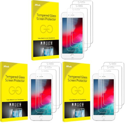 JETech 9-Pack Screen Protector for iPhone SE 3/2 (2022/2020 Edition), iPhone 8, iPhone 7, iPhone 6s, and iPhone 6, Tempered Glass Film, 4.7-Inch - size: iPhone SE3/2，iPhone8/7/6S/6 (Pack of 3)