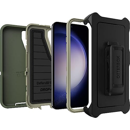 OtterBox Galaxy S23 (Only) - Defender Series Case - Lichen the Trek, Rugged & Durable - with Port Protection - Includes Holster Clip Kickstand - Microbial Defense Protection - Non-Retail Packaging - color: Lichen the Trek (Green)