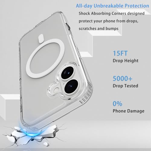 Classic Hybrid Magnetic iPhone 17 Case Phone Case Cover, Screen Protectors X1, Compatible with Magsafe, Anti Yellowing,Slim,Shockproof, Protective (Transparent Crystal, iPhone 17) - color: Transparent Crystal, size: iPhone 17