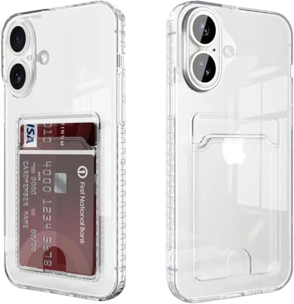 Compatible with iPhone 17 Case with Card Holder, Clear Card Slot case, Ultra-Thin, Soft, Shockproof, Credit Card Protective Cover - size: iPhone 17