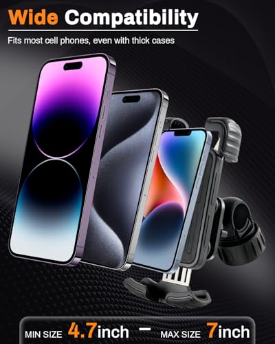 JUSTTOP Motorcycle Phone Mount Holder with Vibration Dampener and Upgraded Handlebar Clamp,Bike&Bicycle Phone Mount Holder,for iPhone 16 15 14 13 Pro Max Plus, 4.7-7"
