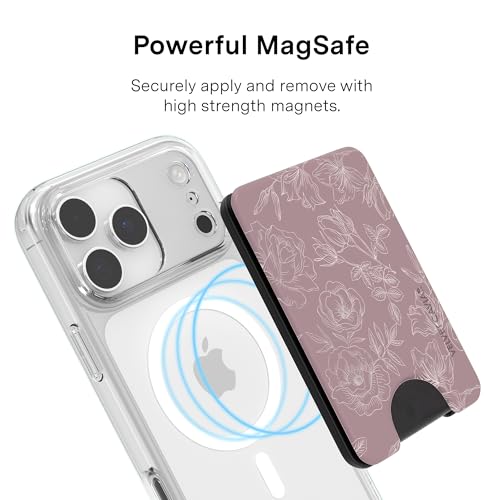 VELVET CAVIAR compatible with MagSafe Wallet - Magnetic Card Holder - color: Dusty Rose Floral