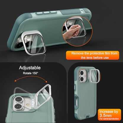 Follaroma Magnetic for iPhone 17 Case with Camera Stand, Green, 6.3" | Built-in Glass Camera Cover,Compatible with MagSafe,Heavy Duty Shockproof Protective,Military-Grade Anti-DropDual Layer Cover - color: Green, size: iPhone 17 6.3''