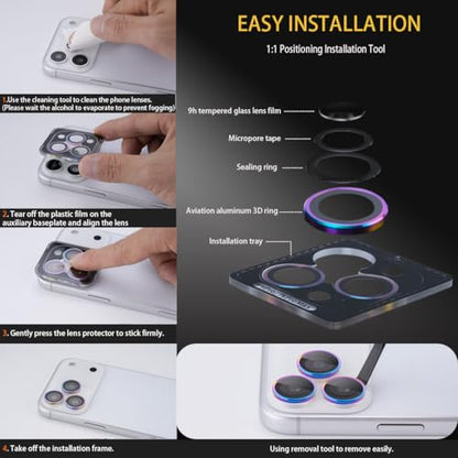 Camera Lens Protector for iPhone 17 Pro/17 Pro Max, Glitter Silver - color: Glitter Silver