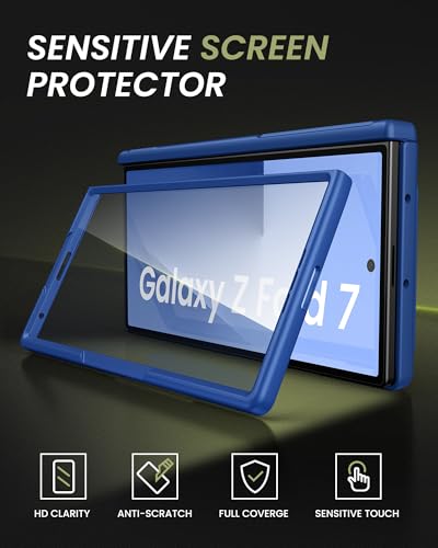 for Samsung Galaxy Z Fold 7 Case, Stand & Card Holder, Royal Blue - color: Navy Blue-Z