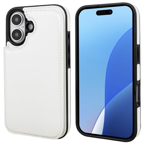 ONETOP for iPhone 16 Wallet Case with Credit Card Holder,White - color: White