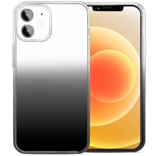 JJGoo Compatible with iPhone 12 Case & iPhone 12 Pro Case Clear Soft Transparent Shockproof Protective Slim Thin Bumper Phone Cover for 12 and 12 Pro - 6.1 inch, Black Gradient - color: Gradient Black