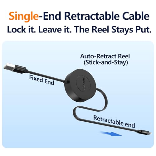 AGVEE 0.3ft Fixed / 2.3ft Extend Single-End Retractable USB C Cable - size: 0.3ft Fixed / 2.3ft Extend