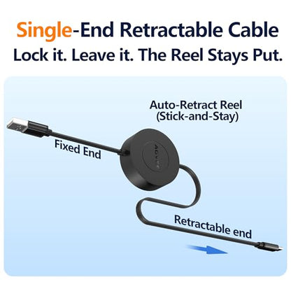 AGVEE 0.3ft Fixed / 3.3ft Extend Single-End Retractable USB C Cable - size: 0.3ft Fixed / 3.3ft Extend