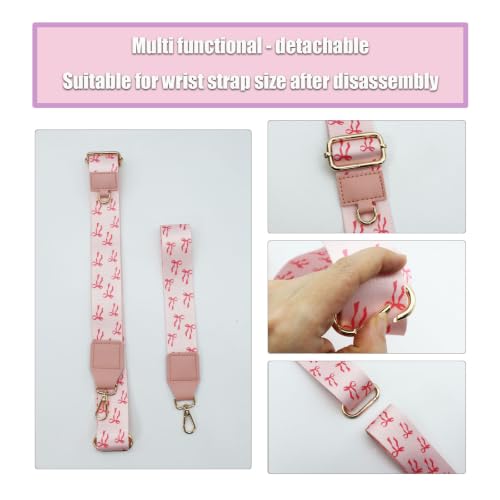 Phone Strap with Zippered Pouch, Clip and Go Strap for Phone with Wallet Crossbody, Adjustable Crossbody Phone Strap-1 - color: Bow White