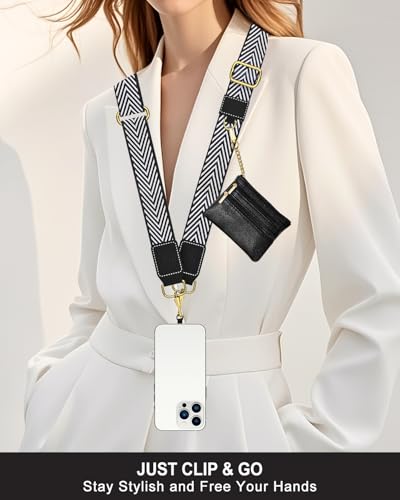 Nipichsha Crossbody Phone Strap with Wallet, Clip and Go Strap for Phone - color: Abstract Texture