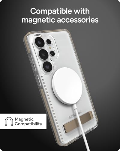 ZAGG Santa Cruz Snap Samsung Galaxy S26 Ultra Case with Kickstand - Titanium Gray, Magnetic Crystal Clear Protective Phone Cover, 13ft Drop Protection, Graphene Reinforced, Slim Case with Stand - color: Titanium Gray, size: Samsung Galaxy S26 Ultra