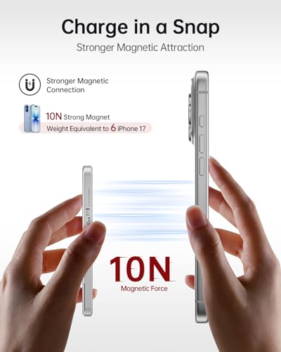 iWALK Magsafe Portable Charger 5,000mAh, Ultra-Slim Magnetic Wireless Power Bank with LED Display, PD 20W USB-C Fast Charging Battery Pack, Compatible with iPhone 17/17 Pro/16/15/14/13 Series, White - color: White