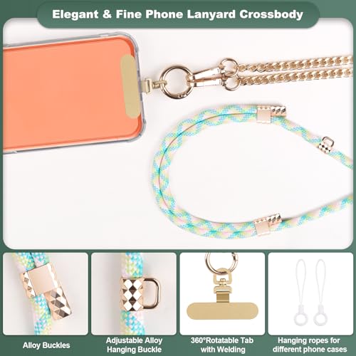 YFWE Phone Lanyard Crossbody, Adjustable Cell Phone Lanyard Neck Strap for All Phones, Universal Skin Friendly Phone Strap Crossbody for Women and Men - color: Colorful 2