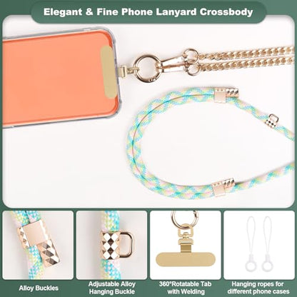 YFWE Phone Lanyard Crossbody, Adjustable Cell Phone Lanyard Neck Strap for All Phones, Universal Skin Friendly Phone Strap Crossbody for Women and Men - color: Colorful 2