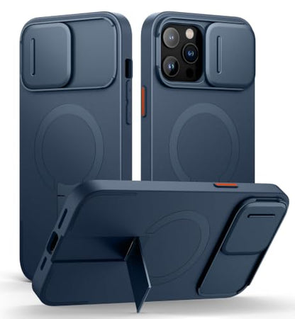 SURITCH for iPhone 13 Pro Max/12 Pro Max Case with Magnetic Camera Slide Cover and Adjustable Kickstand, Compatible with MagSafe, Shockproof Bumper Case Slim Protective Cover 6.7 Inch, Blue - color: Blue, size: IPhone 13 Pro Max/12 Pro Max-6.7"