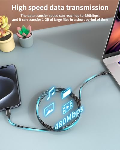 USB C to USB C Cable 5Pack 6FT 60W Nylon Braided Type C Fast Charging Cable