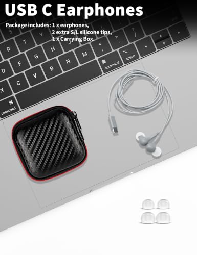 USB C Headphone for Samsung S26 S25 FE S24 A16 A17 Z Wired Earbuds Magnetic - color: Grey